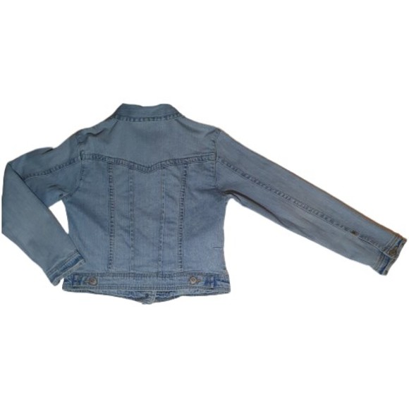 Size 10 Vintage Look Light Blue Denim Jacket Pockets - Picture 8 of 15